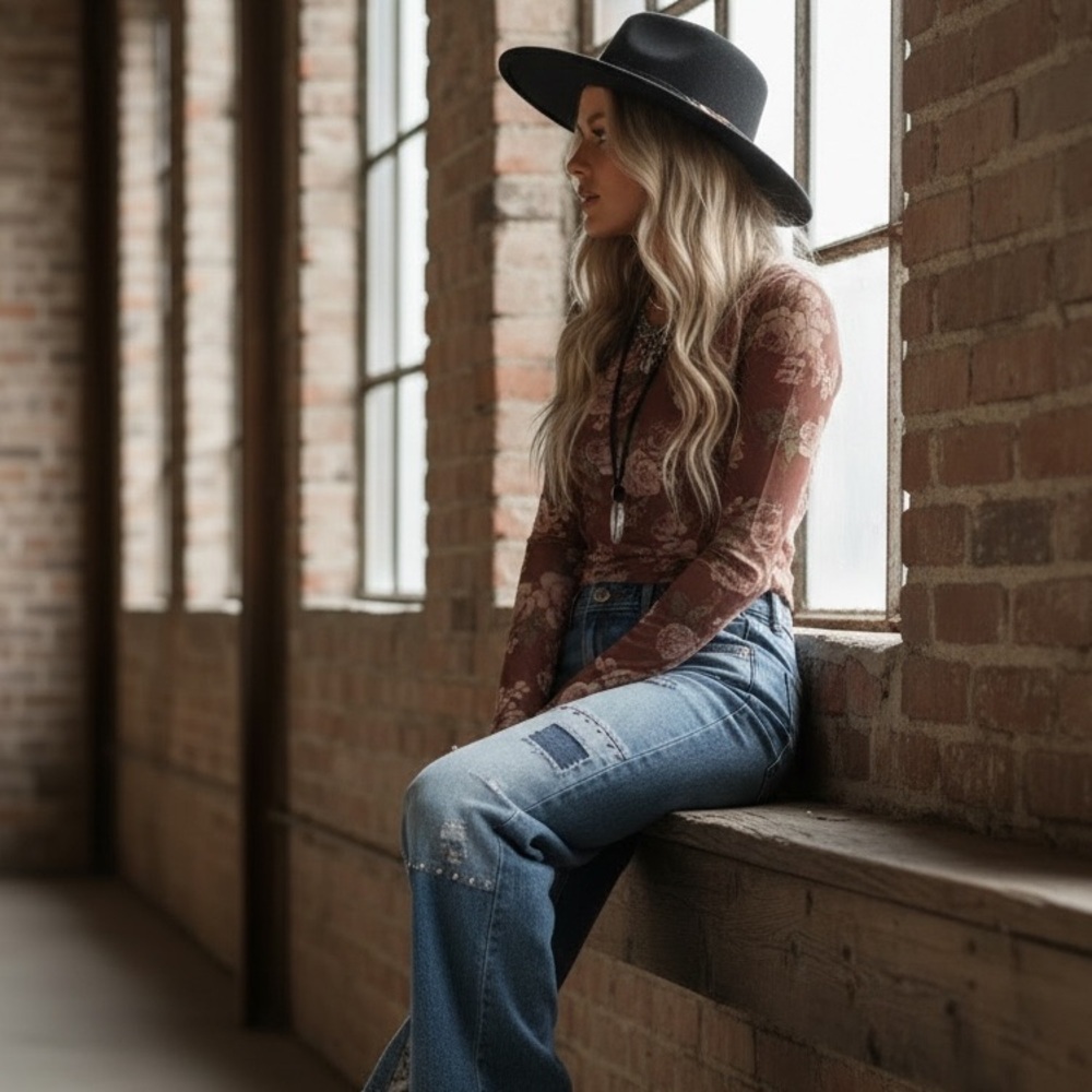 NWT Listicle Mesh Floral Long Sleeve Layering Top Shirt Blouse - Picture 2 of 11